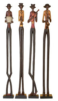 Set of 4 Polystone Decorative Sculptures with Black Base Stand, Brown I330013