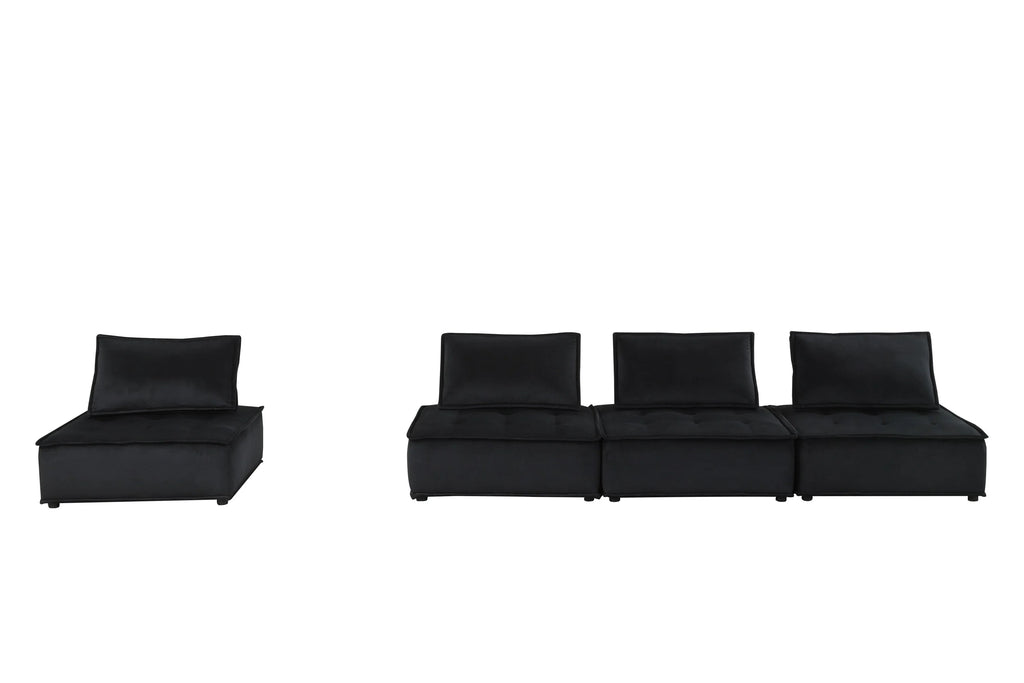 Black Velvet 4 Pc Sectional Sofa Z3493