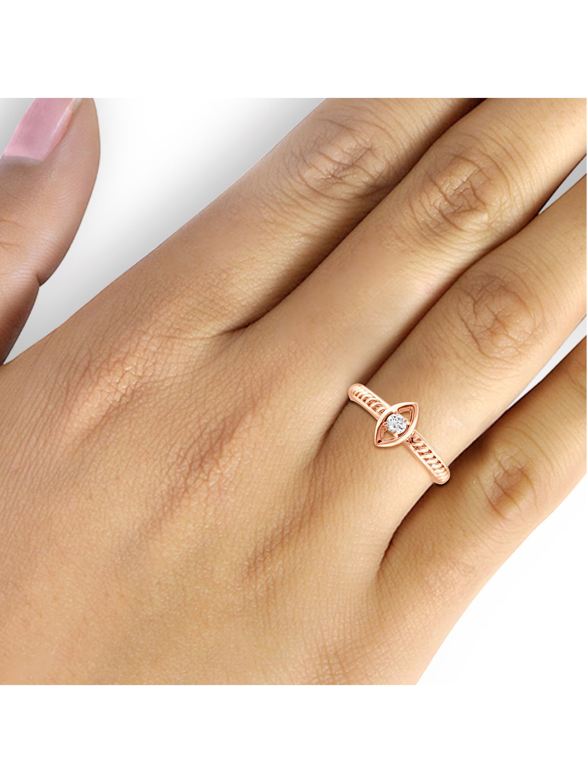 1/10 Carat White Diamond Ring Rose Gold Over Silver M5808