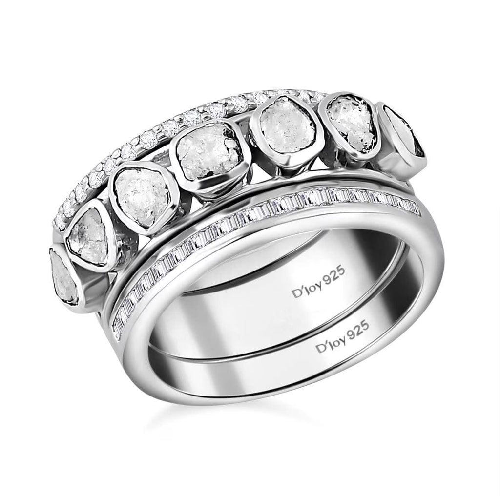0.8 Ct Diamond Ring 925 Silver Platinum Plated Polki Jewelry Size 10 H604793