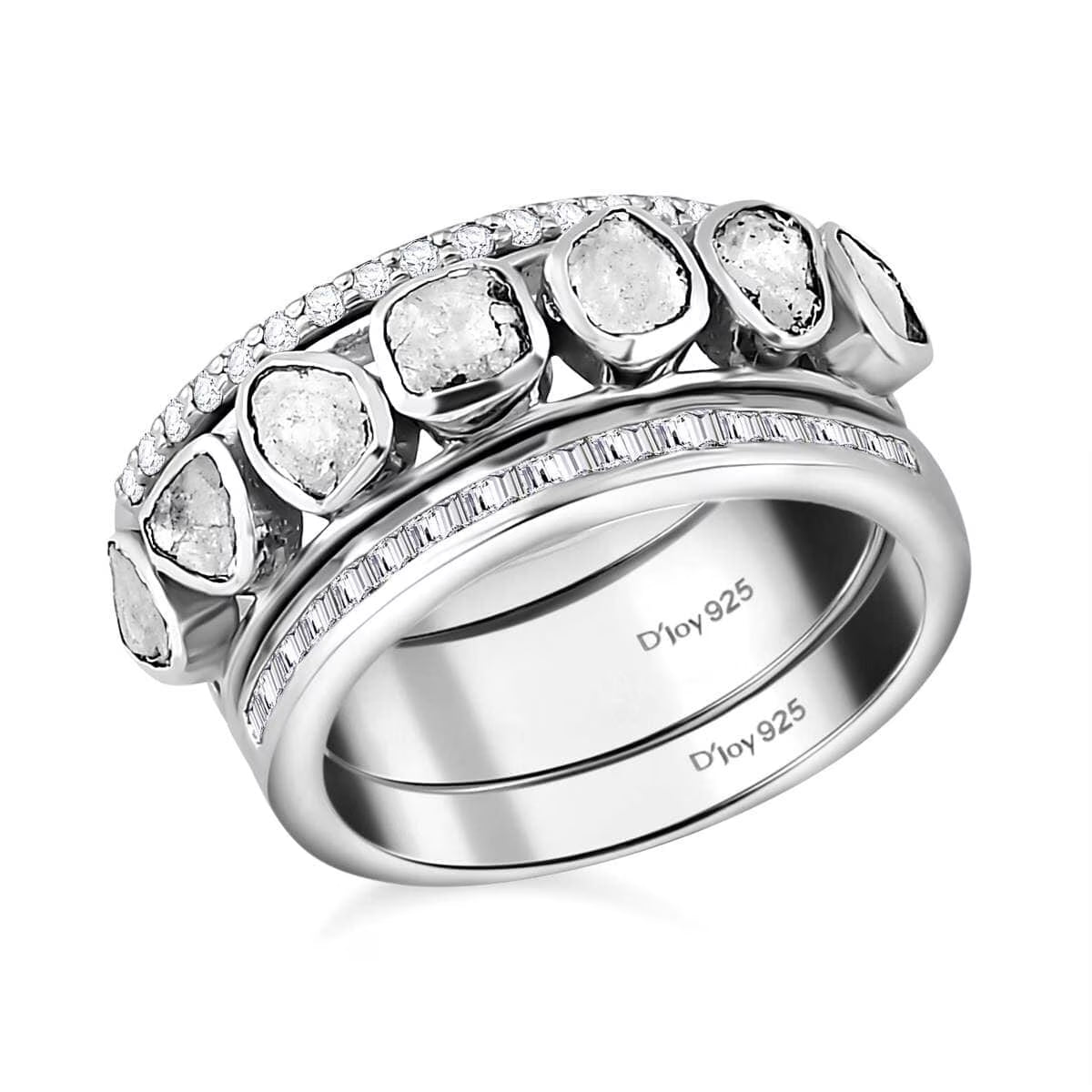 0.8 Ct Diamond Ring 925 Silver Platinum Plated Polki Jewelry Size 10 H604793