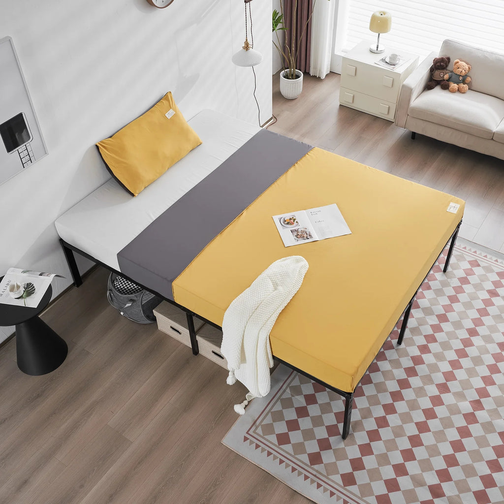 Black Queen Size Metal Bed Frame with Steel Slat Support V791