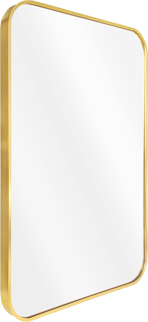 24x36 Brushed Brass Metal Framed Rounded Rectangle Mirror X226695