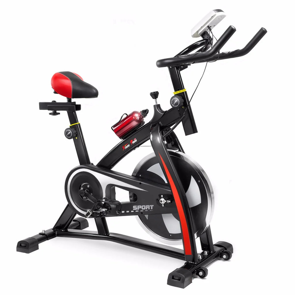 Blue Stationary Exercise Bike with Bottle Holder J675448