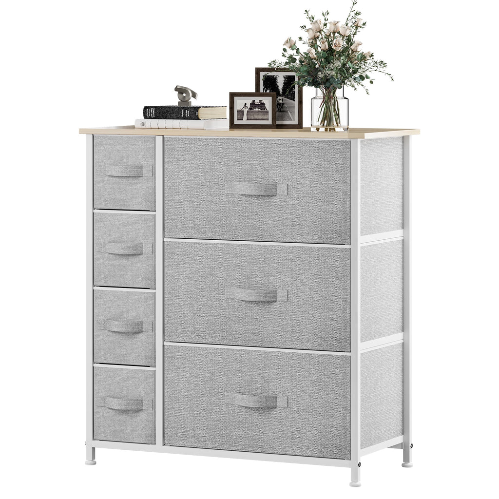 Gray Metal Fabric Wood Drawer Chests B2386
