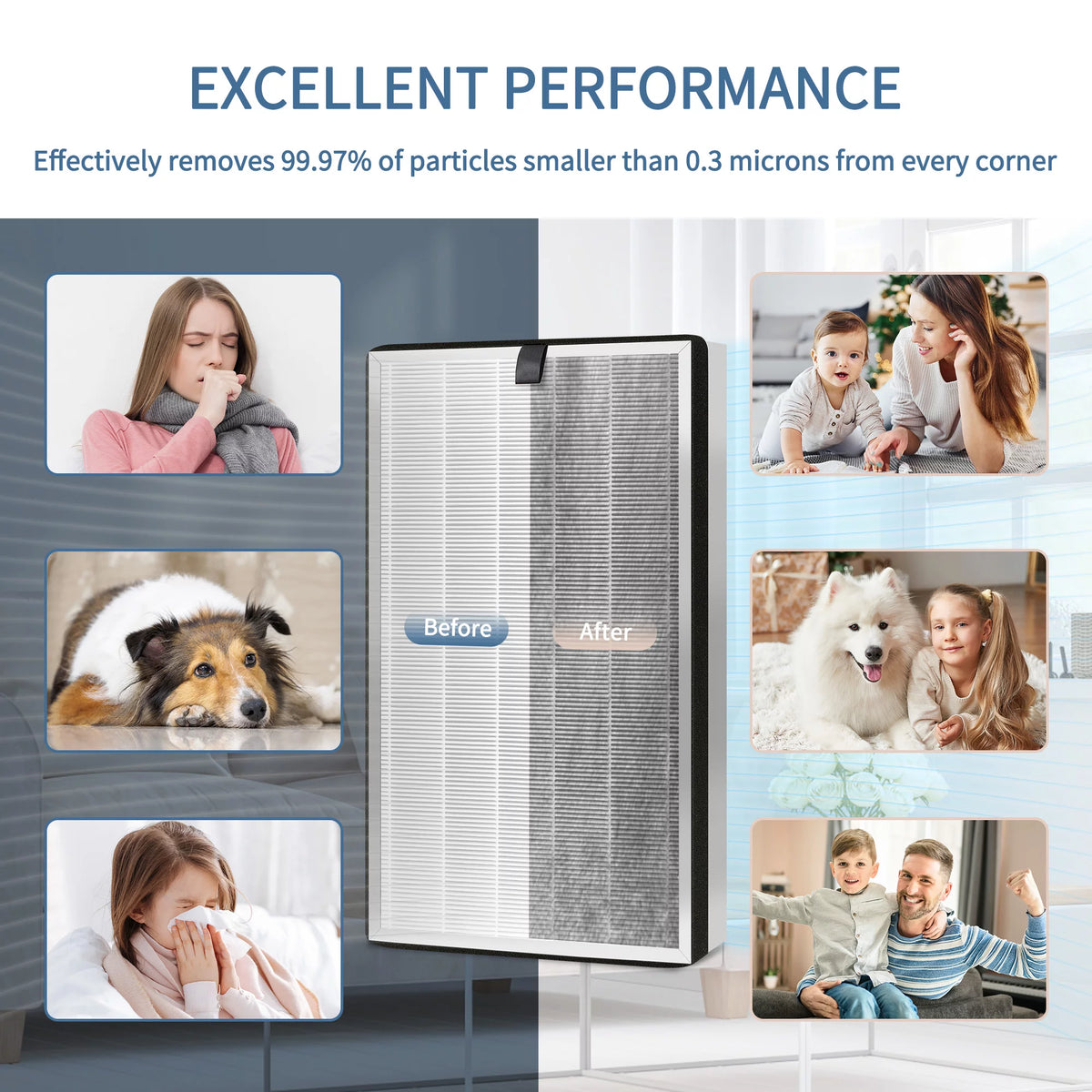Replacement Filter for Air Purifier, H13 True HEPA and Activated Carbon, 2-Pack W8813