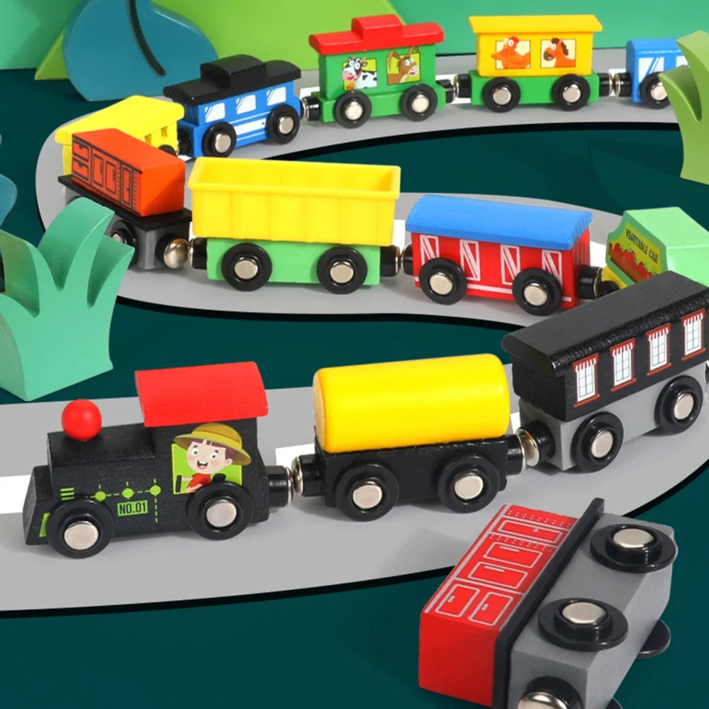 Magnetic Wooden Train Toys Assembling Blocks Toy Q9386
