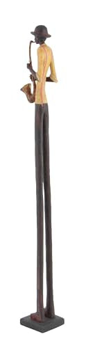 Set of 4 Polystone Decorative Sculptures with Black Base Stand, Brown I330013