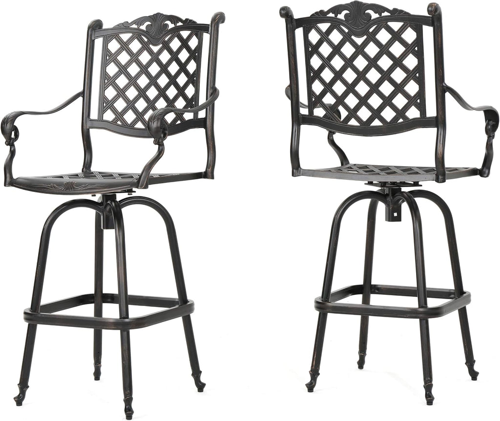 Cast Aluminum Bar Stools, 2-Pcs Set, Shiny Copper H962