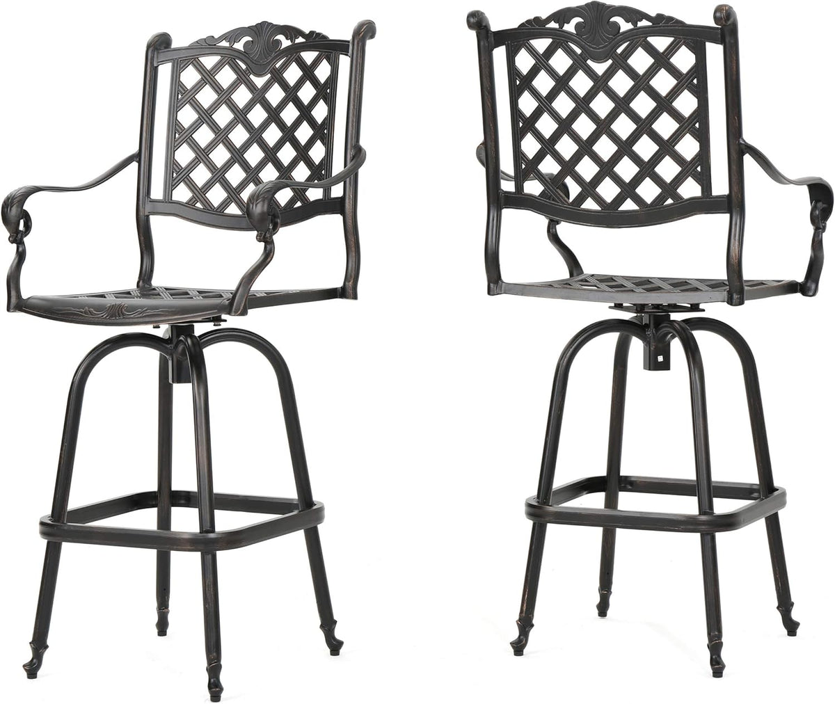 Cast Aluminum Bar Stools, 2-Pcs Set, Shiny Copper H962