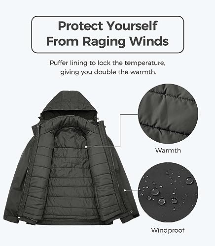 Men's Warm Winter Down Jacket Hooded Waterproof Coat E6453