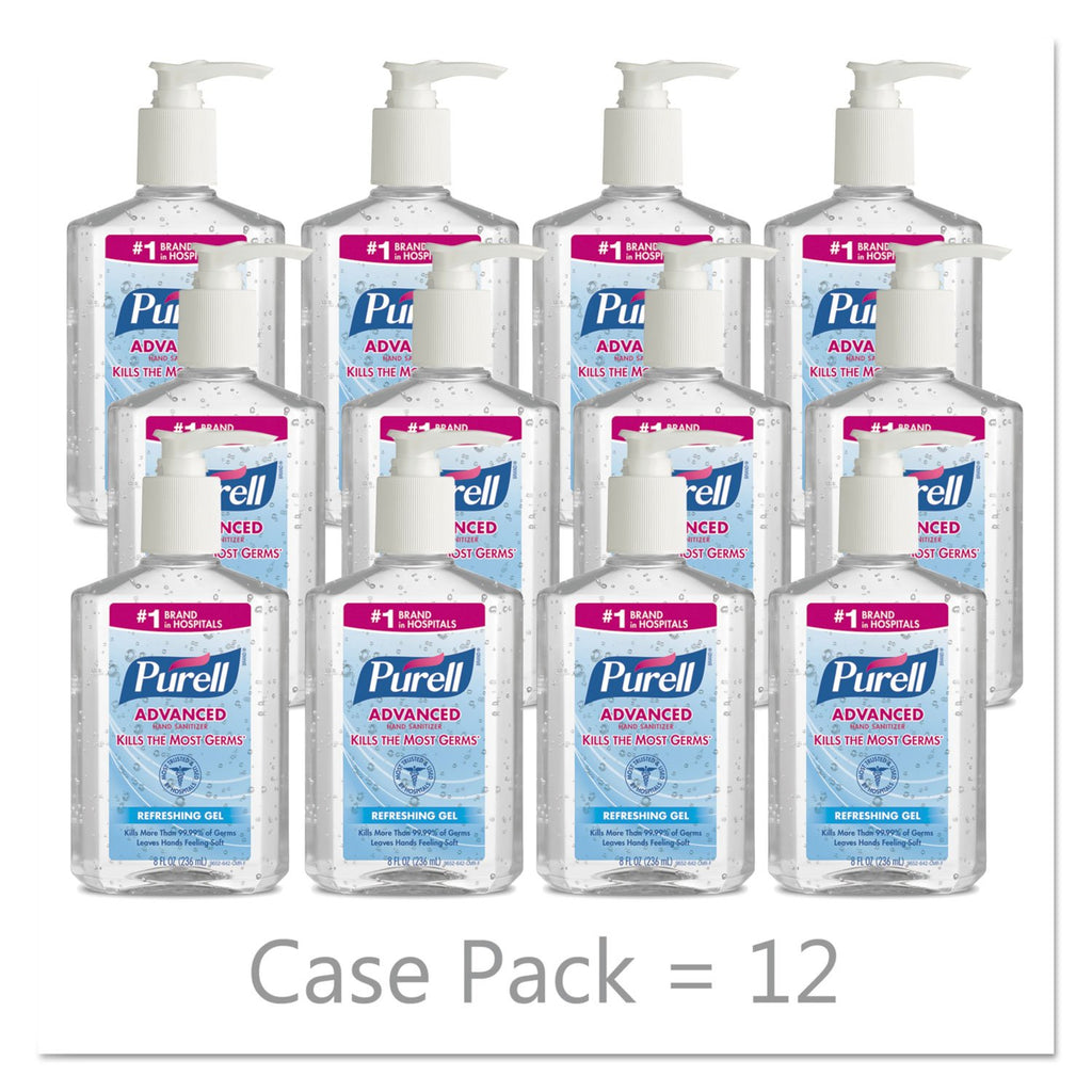 8 fl oz Pump Bottle Pack of 12 Hand Sanitizer Gel Y20484