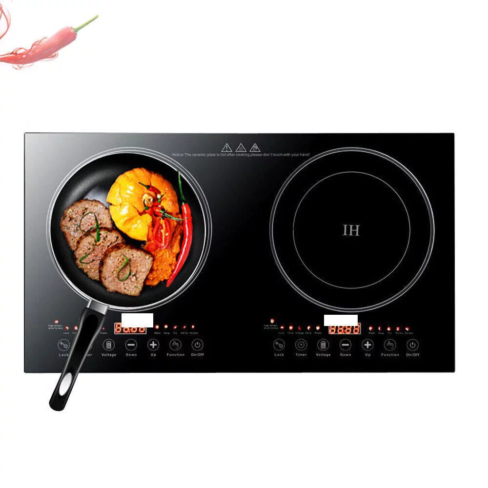 2-Burner Tempered Glass Electric Induction Cooktop 2400W V48847