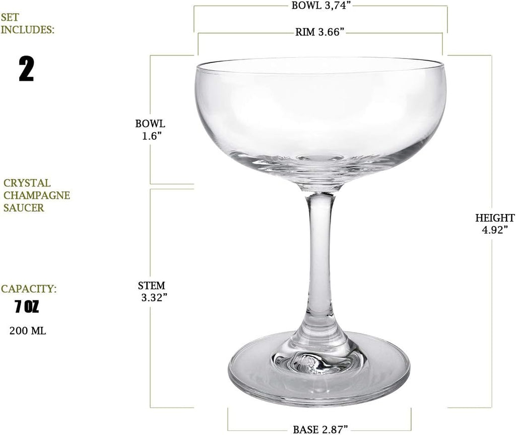 Champagne Coupe Glass Set of 2, Crystal, 7 oz J6475