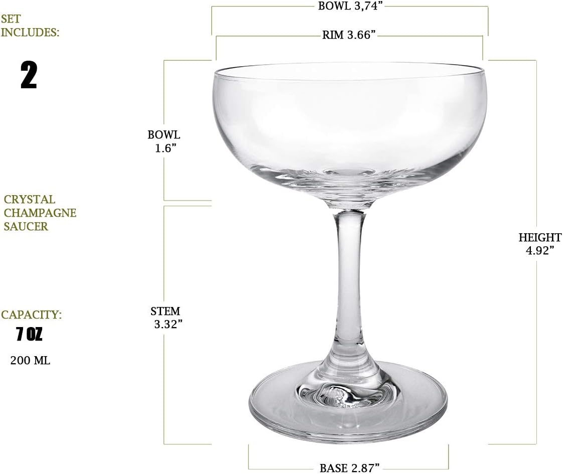Champagne Coupe Glass Set of 2, Crystal, 7 oz J6475