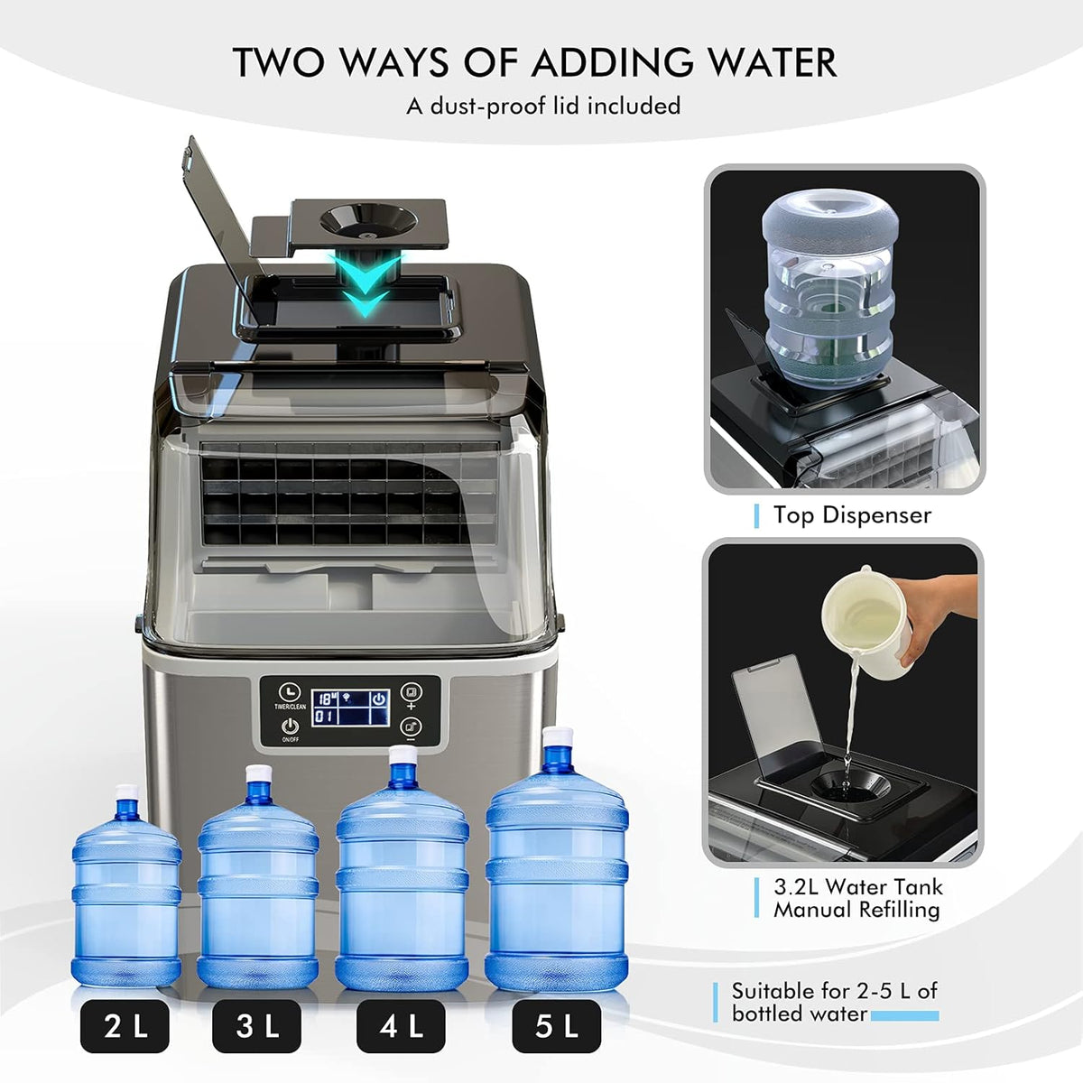 40LBS/24H Portable Compact Ice Machine with Auto Self-Cleaning Function U74944