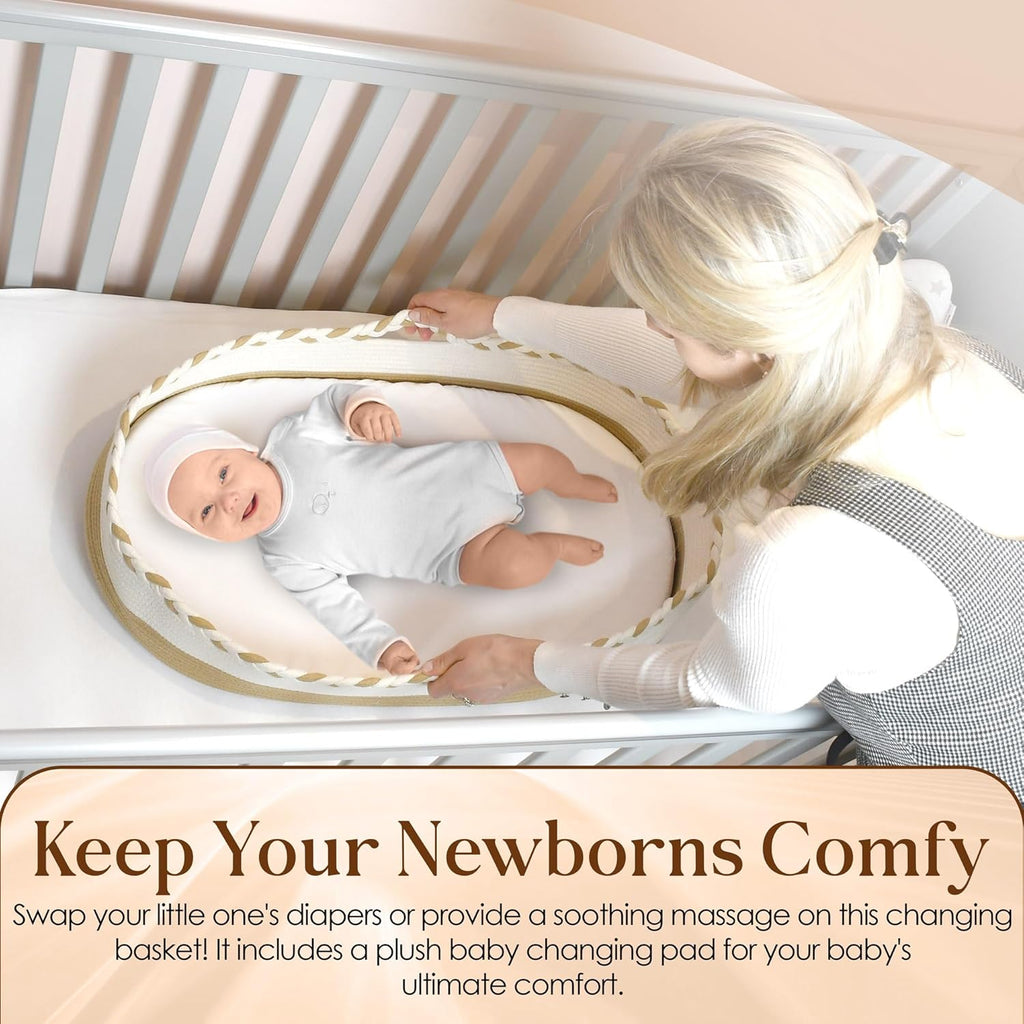 Baby Changing Basket with Thick Foam Mattress, Waterproof Cover, Storage Bag X2321