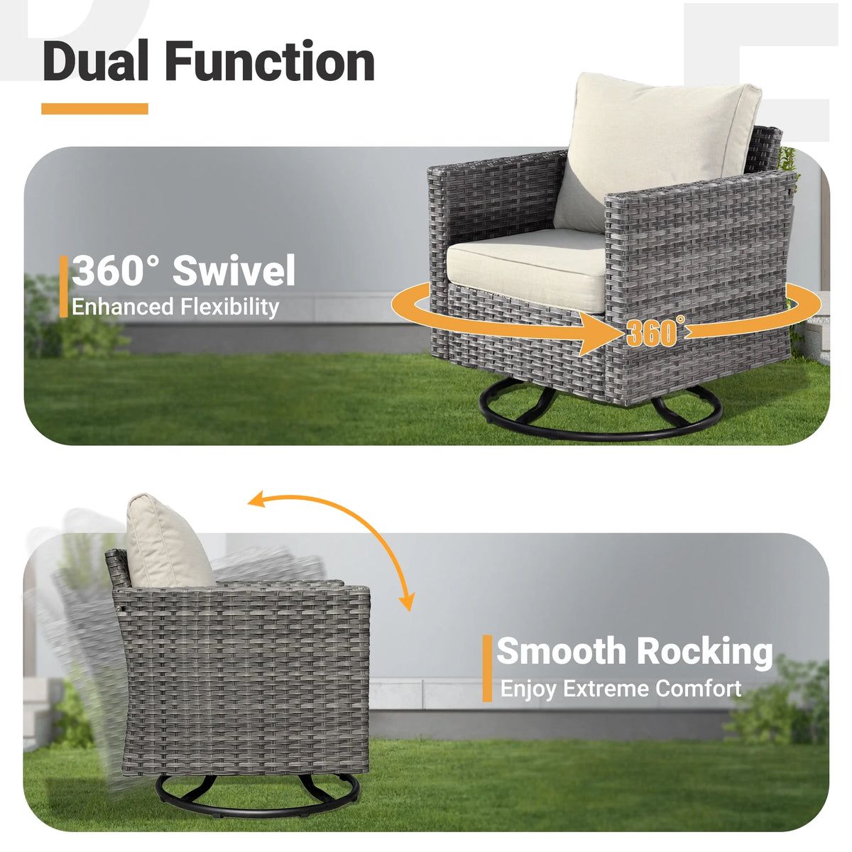 7 Pieces All Weather Wicker Patio Furniture Set with Fire Pit Table M7886