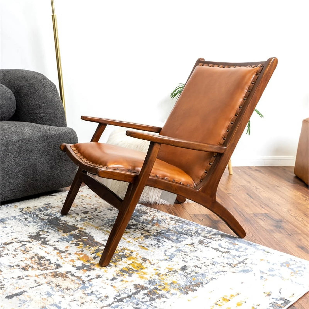 Cognac Tan Leather Armchair N908