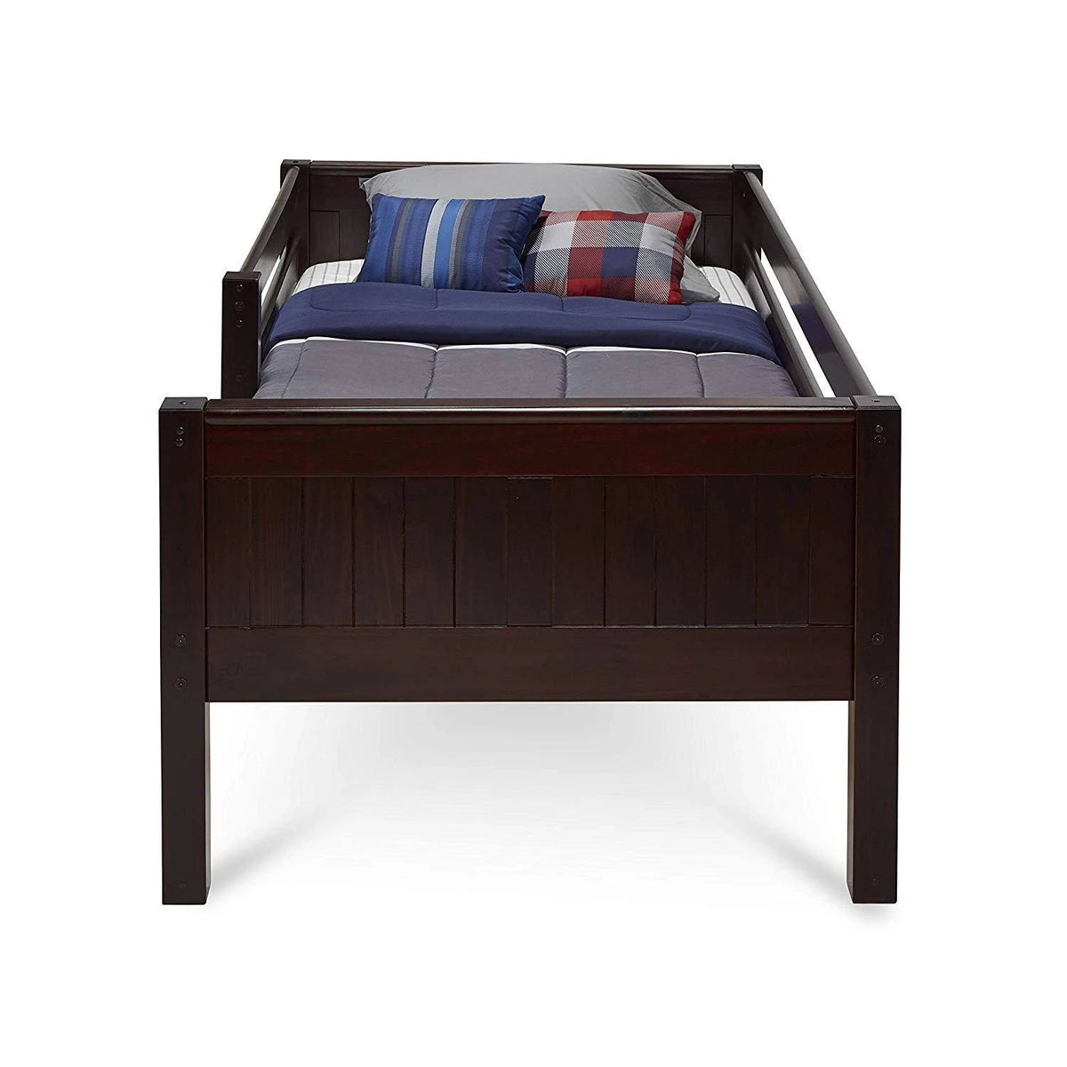 Twin Size Day Bed with Front Guard Rail and Panel Headboard A71546