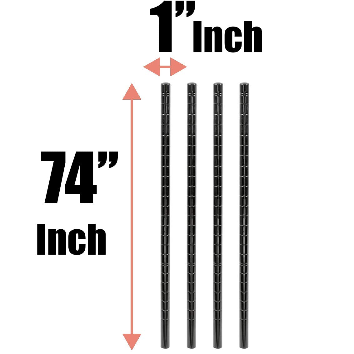 Black Epoxy Wire Shelving Posts, Pack of 2, 14''H T157