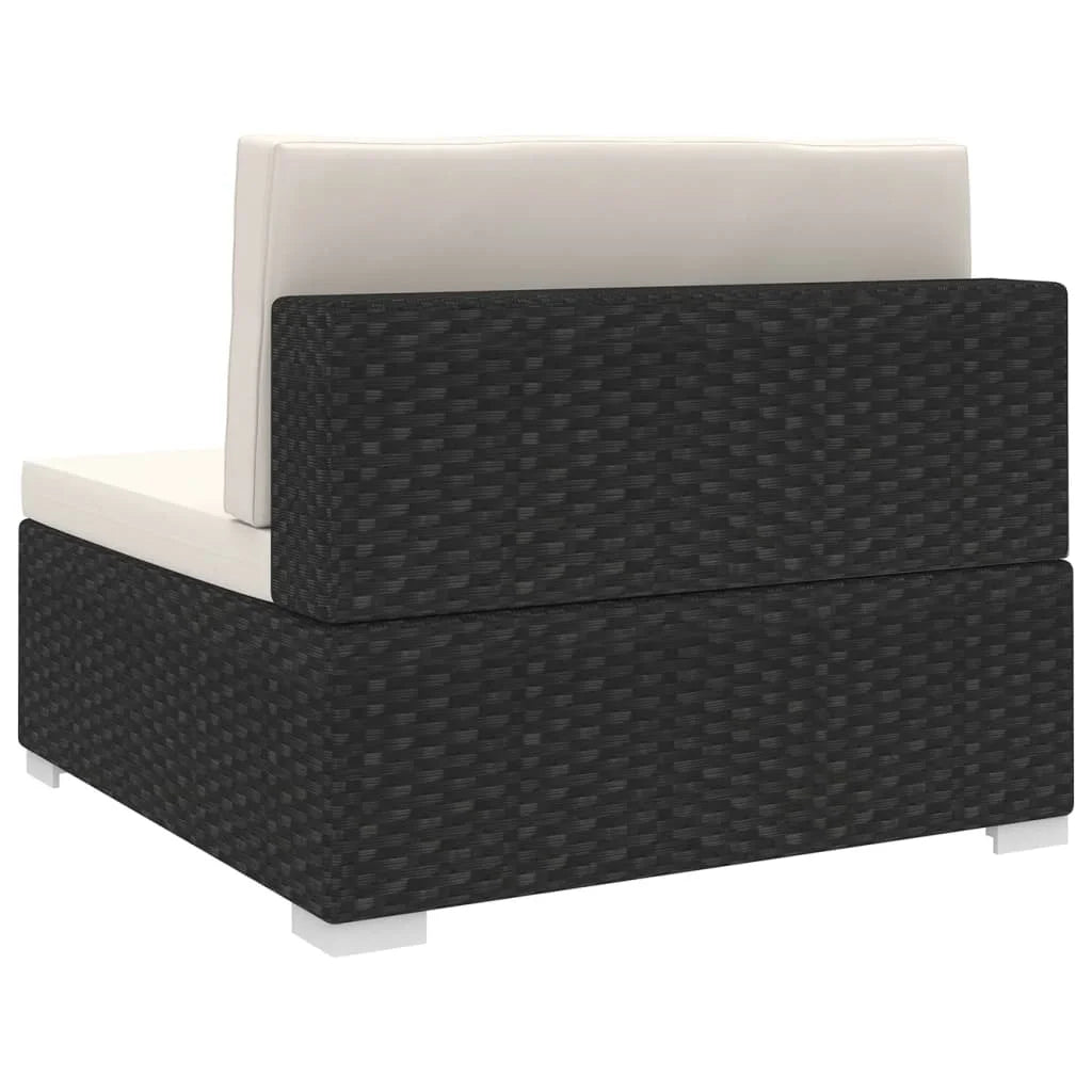 Poly Rattan Black Sectional Middle Seat with Cushions Y4044
