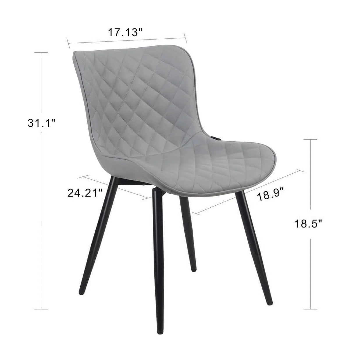 Gray Faux Leather Dining Chair Set of 2 C632
