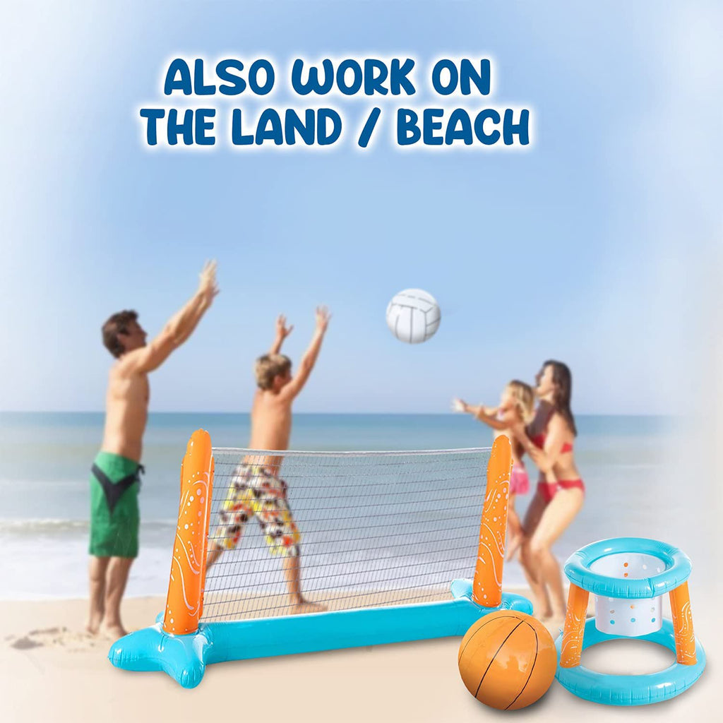 Volleyball Net & Basketball Hoops Pool Float Set M695992