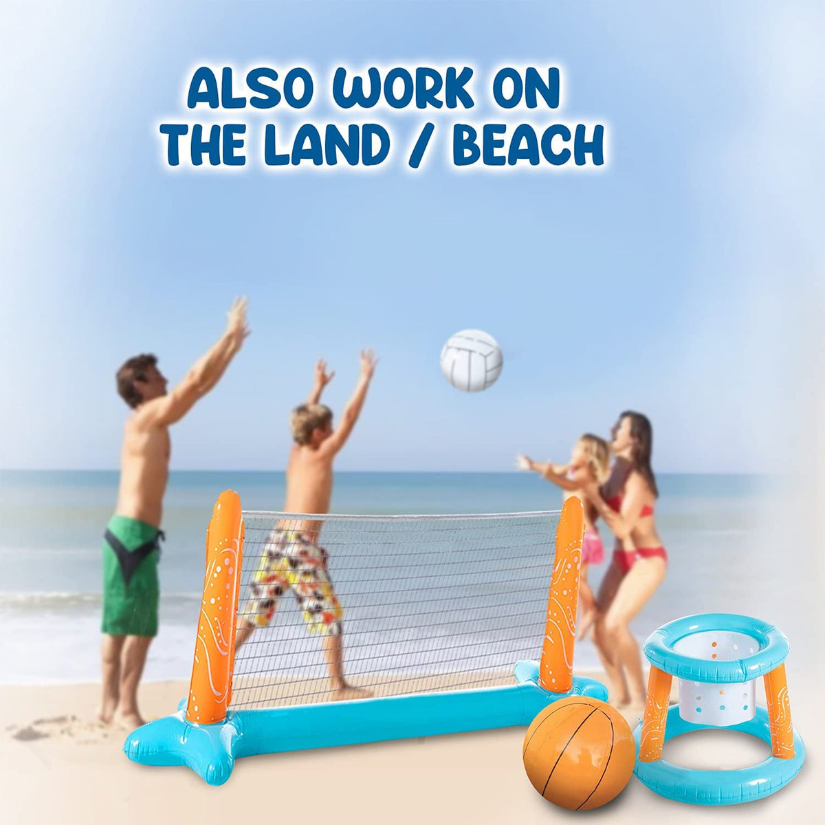Volleyball Net & Basketball Hoops Pool Float Set M695992