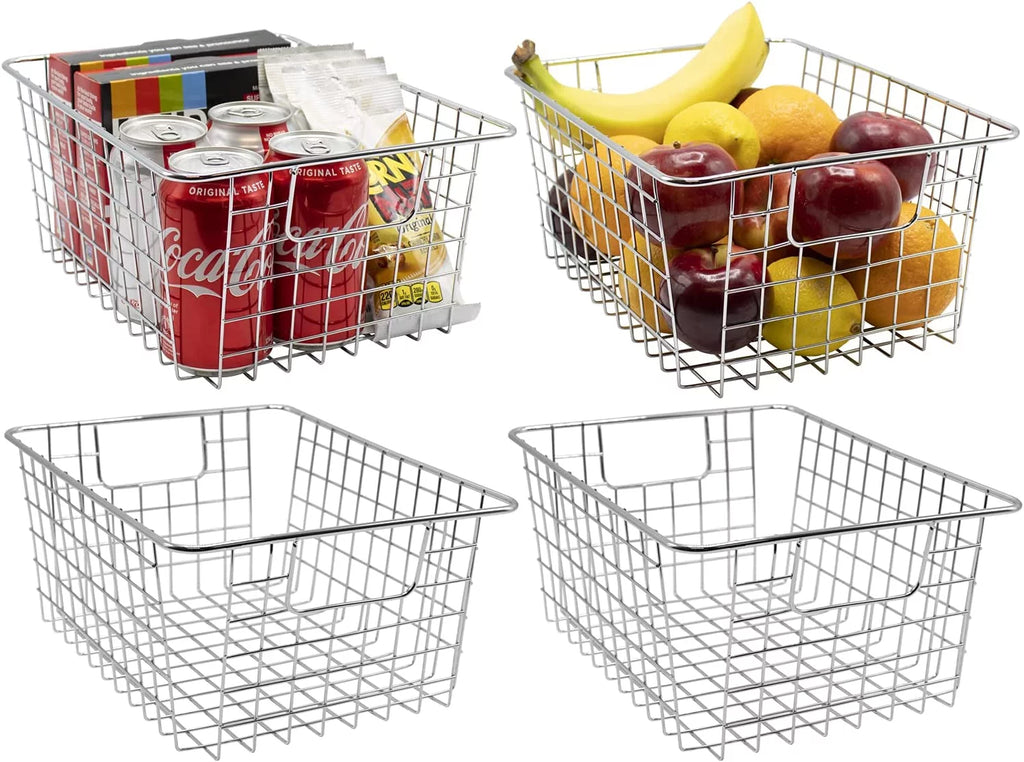 Metal Wire Storage Baskets 4-Pack Silver Q556992