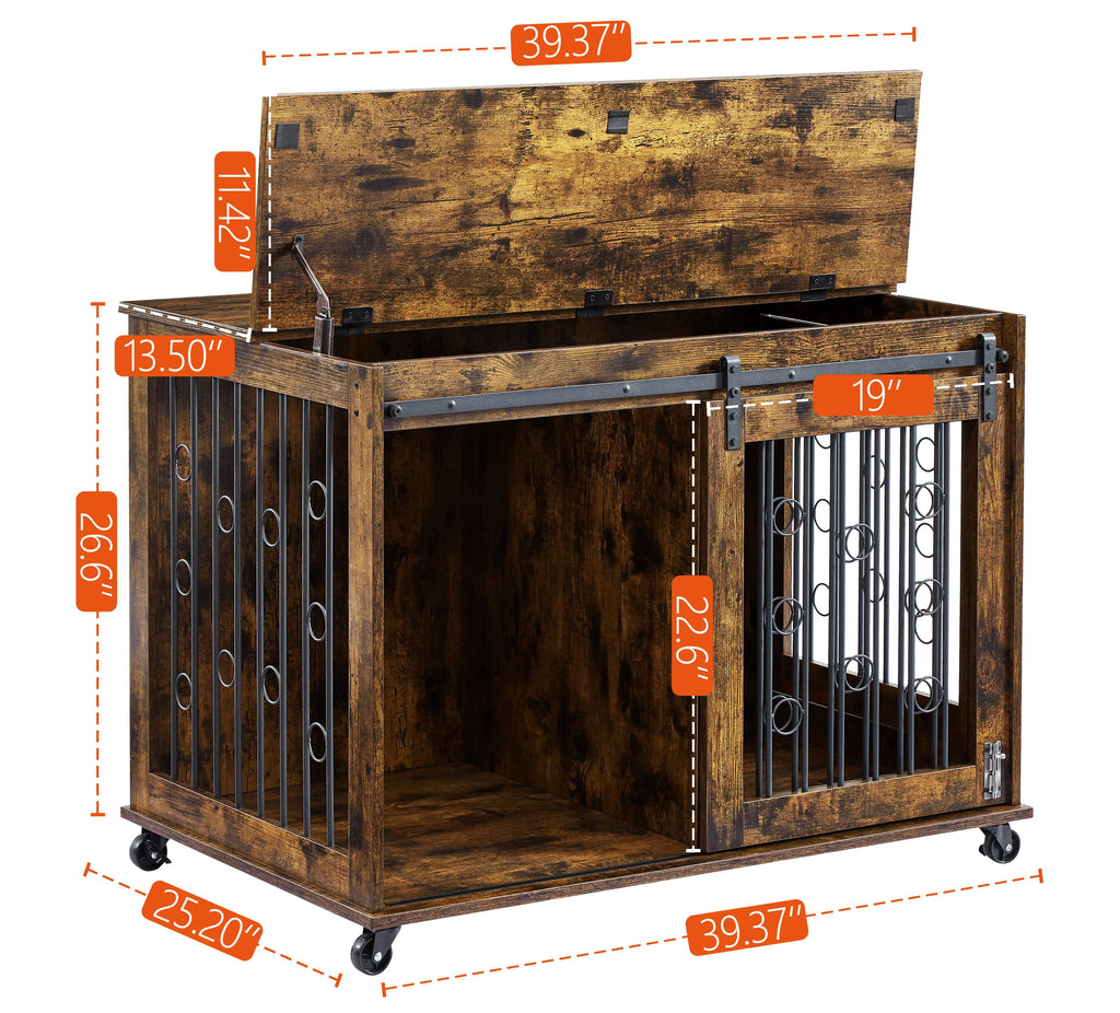39" Dog Crate with Partition and Sliding Door N784507