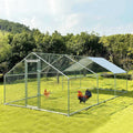 Large Metal Walk-in Chicken Coop with Waterproof Cover H49827
