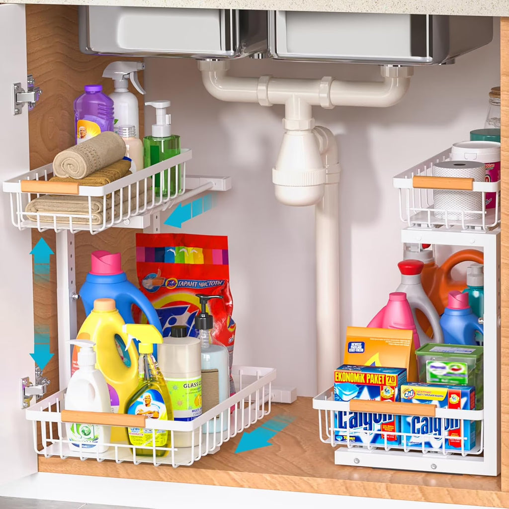White 2 Pack 2 Tier Slide Out Under Sink Organizer E59088