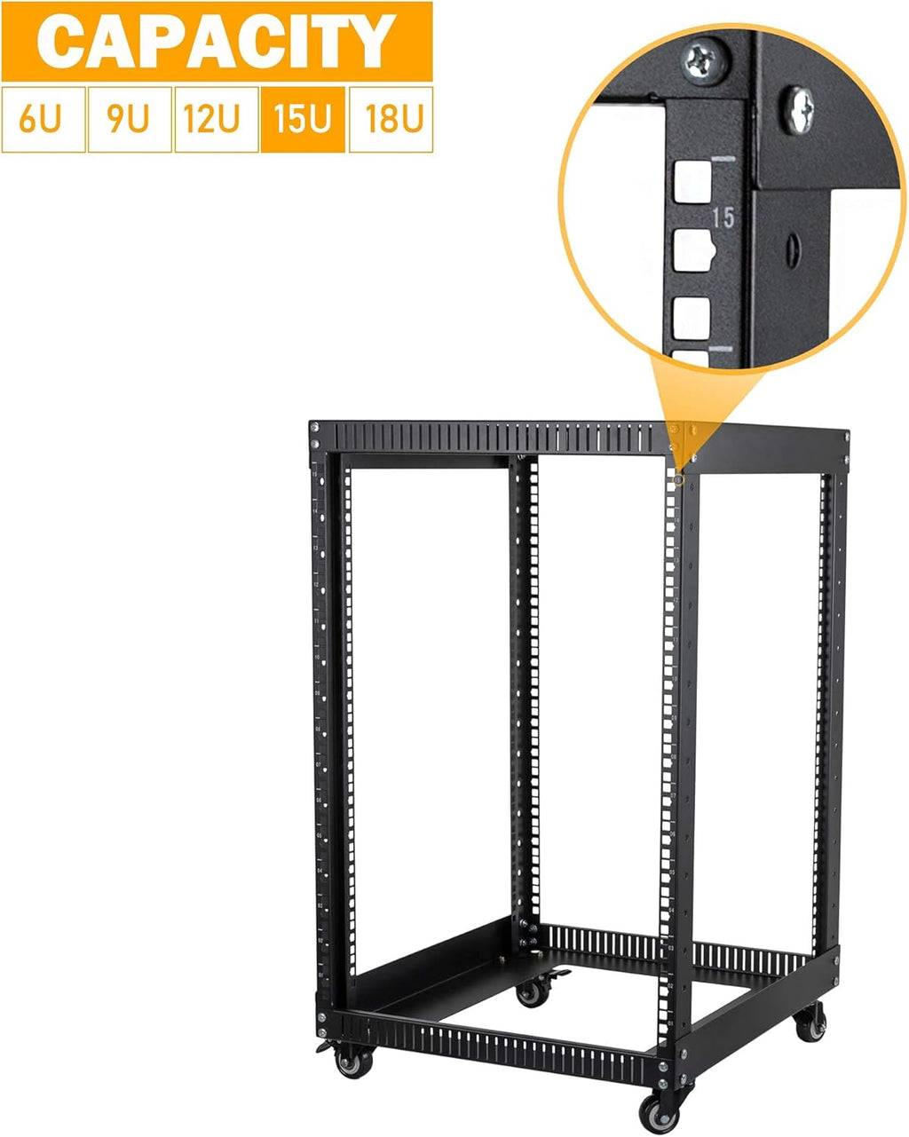 12U Open Frame Server Rack with Casters O902