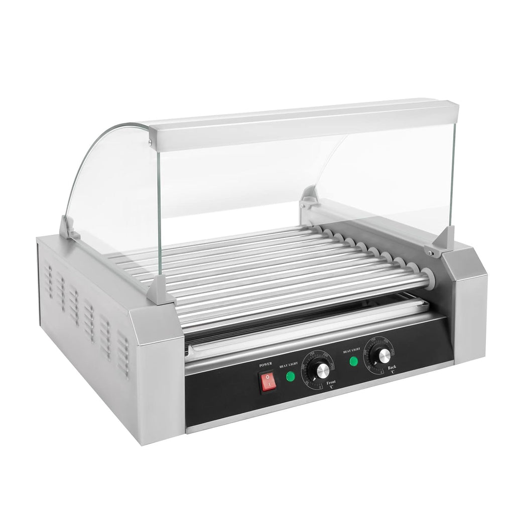 30 Hot Dog 11 Roller Stainless Steel Electric Cook Warmer Machine with Cover S54363