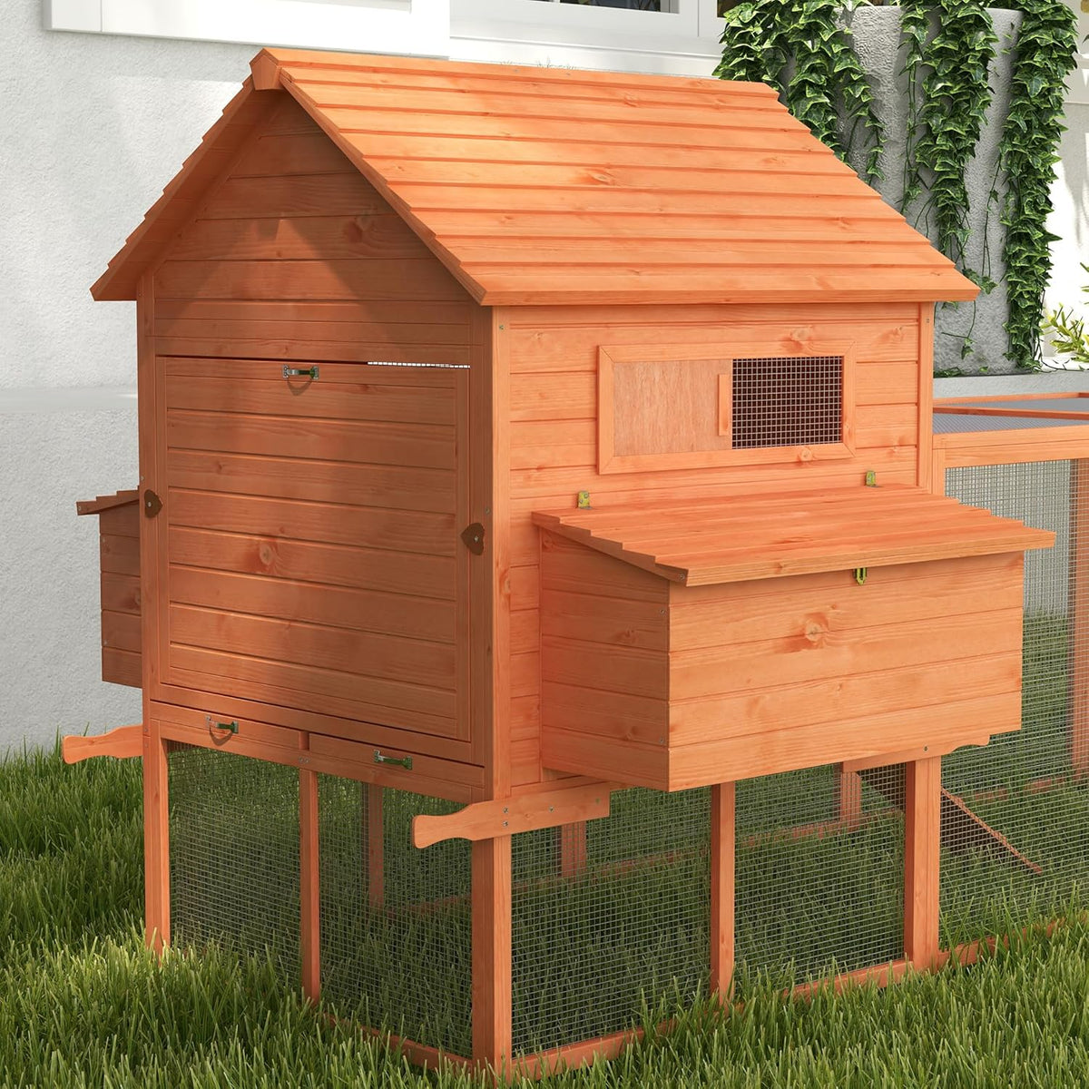 Large Wooden Chicken Coop with Run G642890