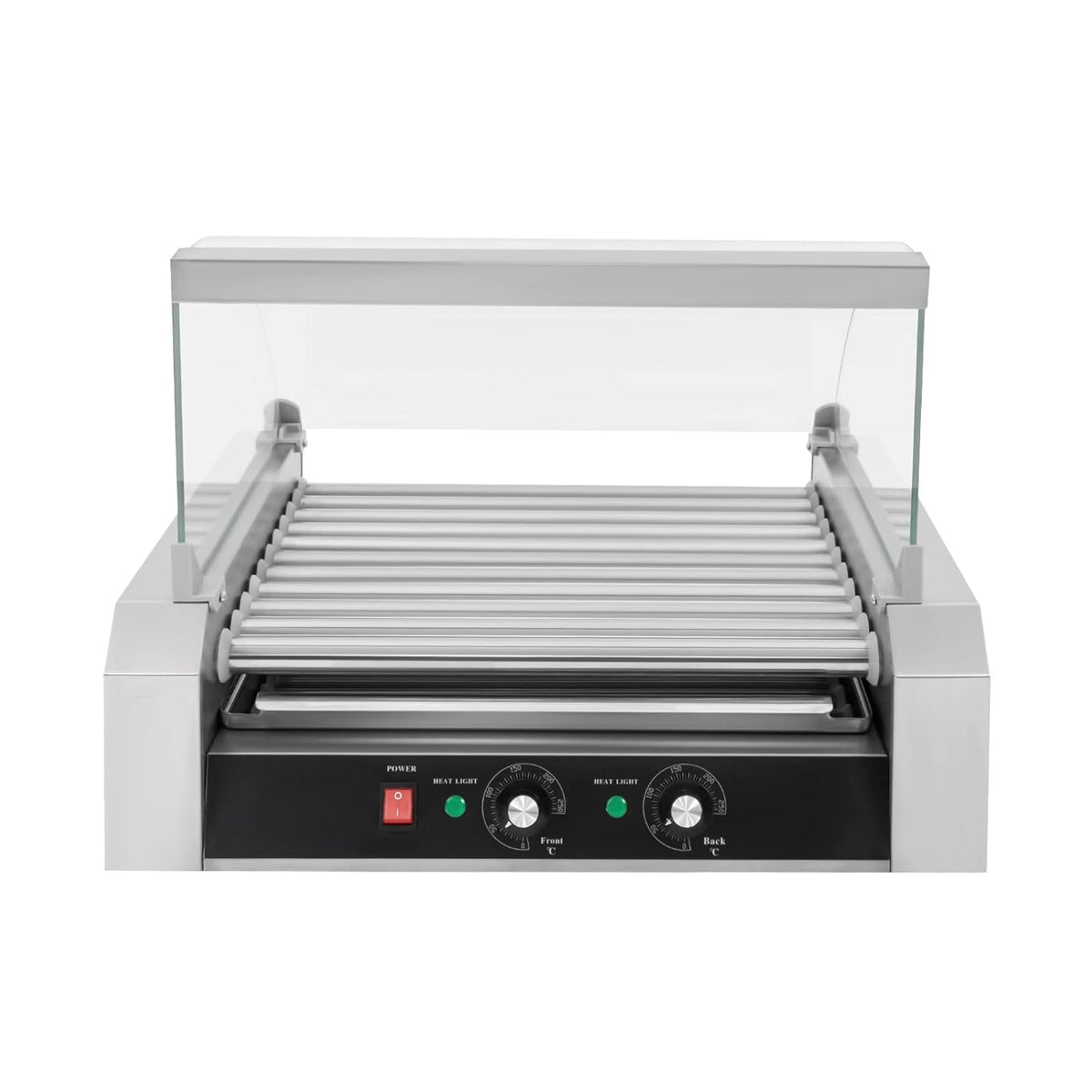 30 Hot Dog 11 Roller Stainless Steel Electric Cook Warmer Machine with Cover S54363