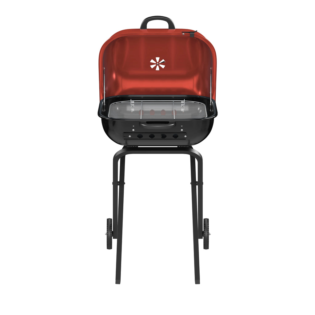 Red Portable Steel Charcoal Grill C344483
