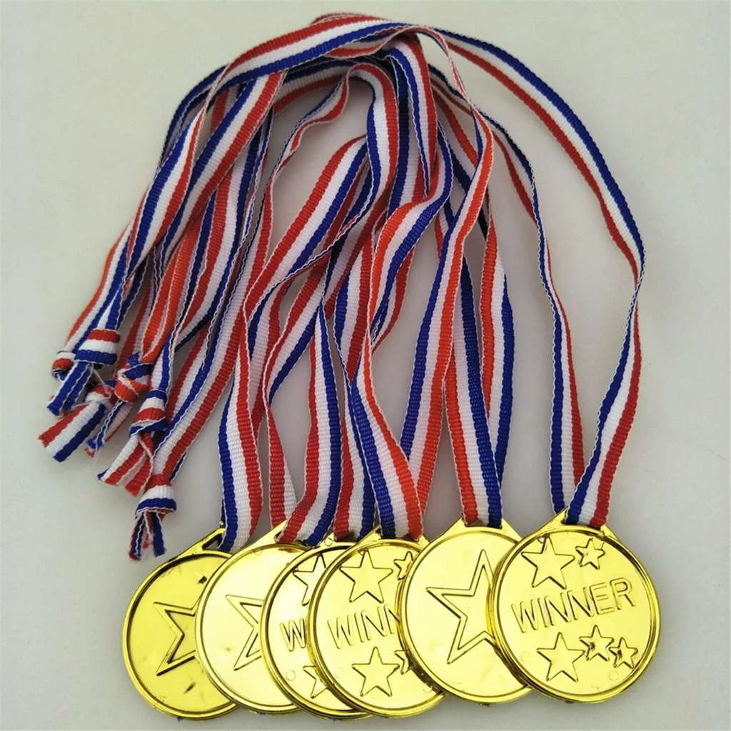 30 Pack Gold Plastic Award Medals U31717