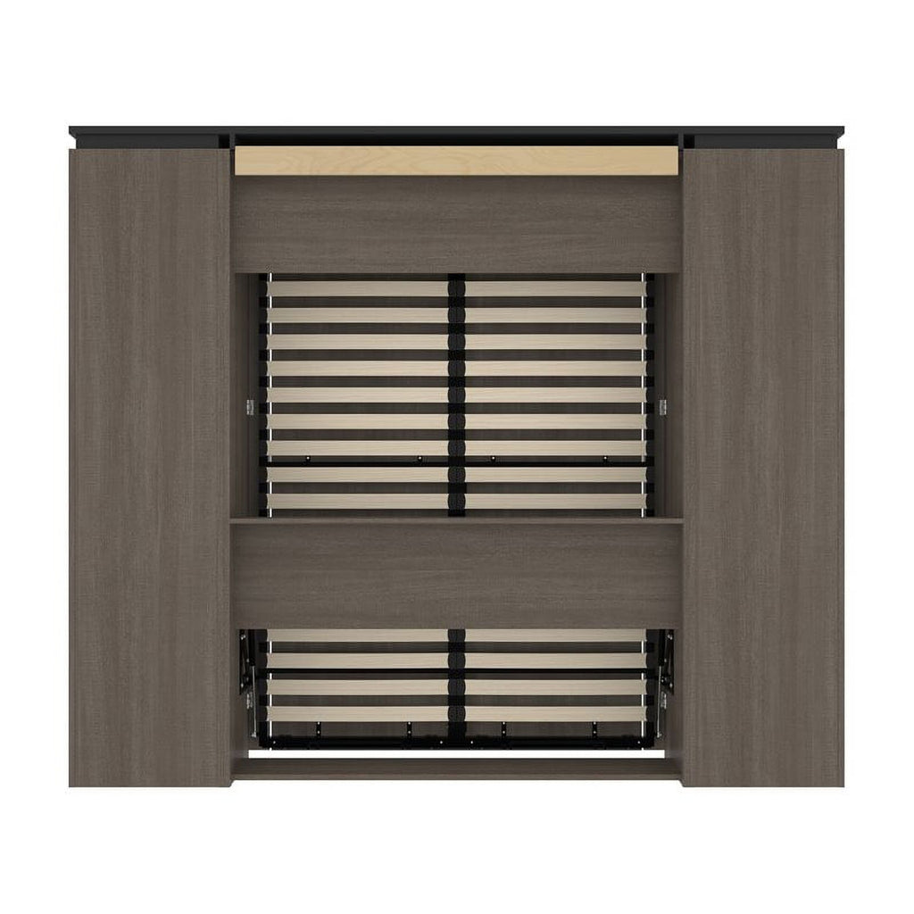 98" Full Murphy Bed and 2 Bookcases with Drawers in Bark Gray C473