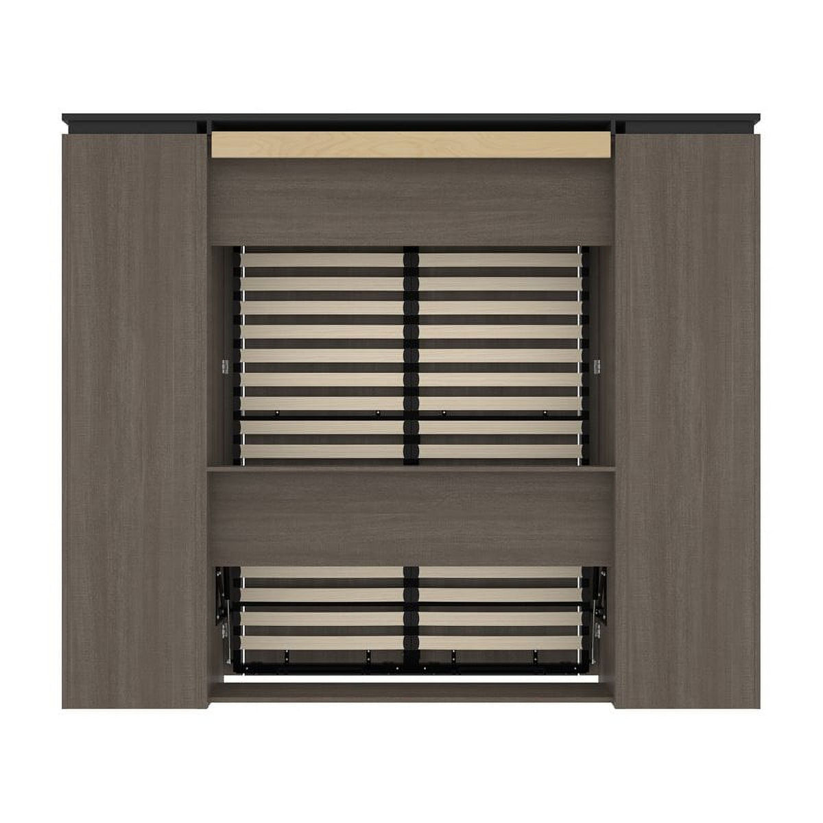 98" Full Murphy Bed and 2 Bookcases with Drawers in Bark Gray C473