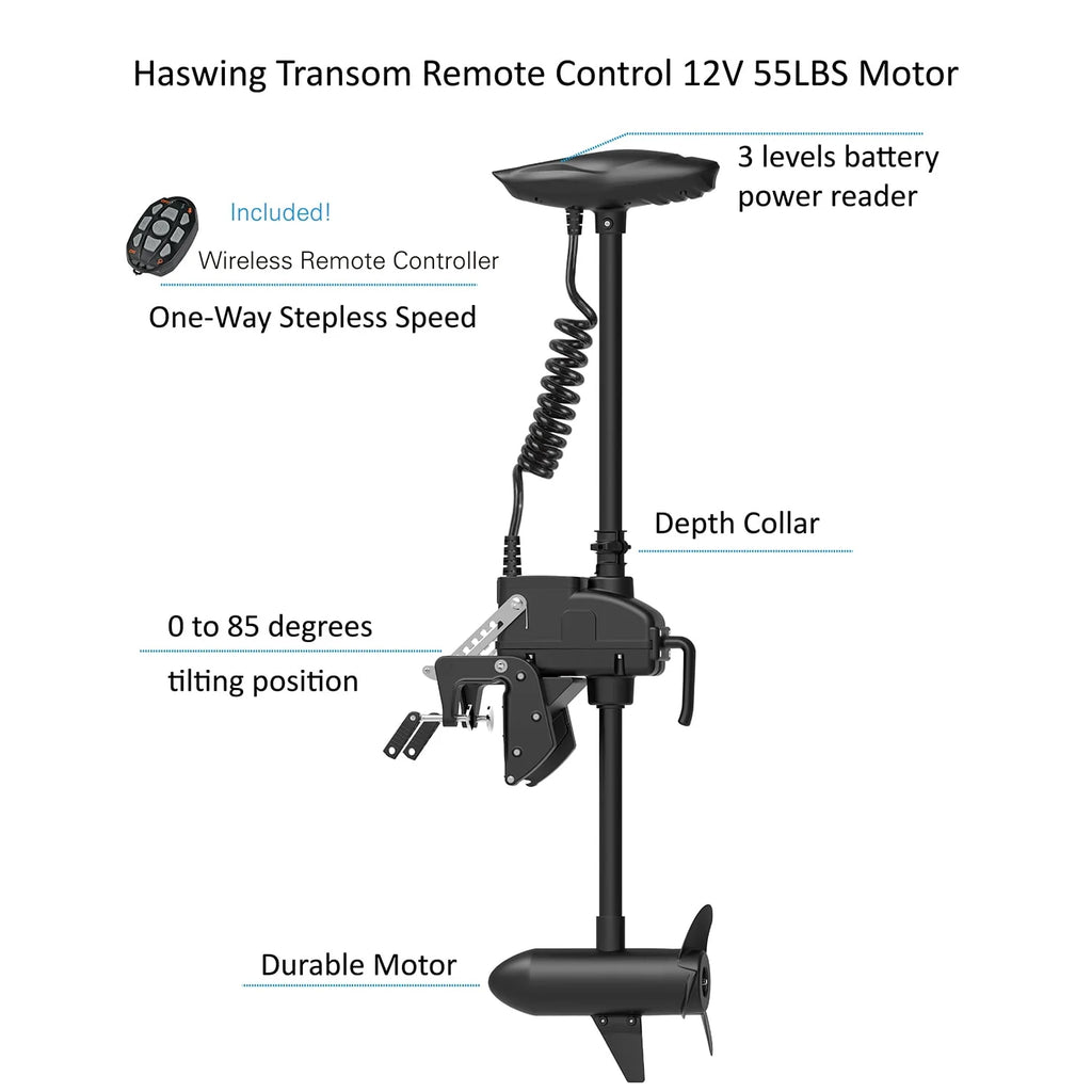 11.5ft Inflatable Pontoon Boat with Black 12V 55LBS Remote Trolling Motor and Foot Control N975752