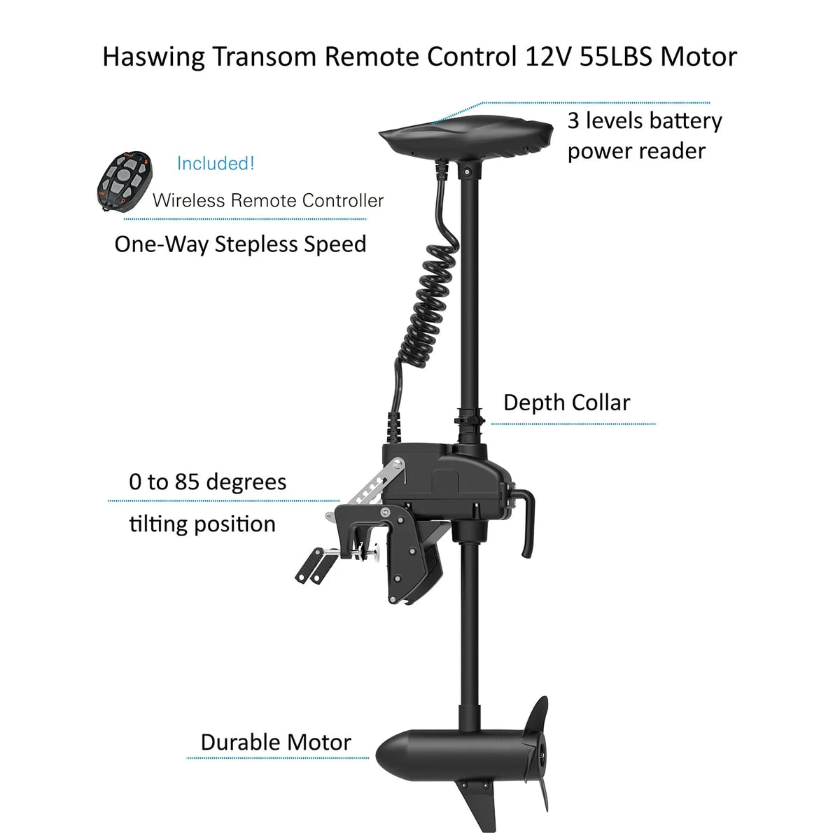 11.5ft Inflatable Pontoon Boat with Black 12V 55LBS Remote Trolling Motor and Foot Control N975752