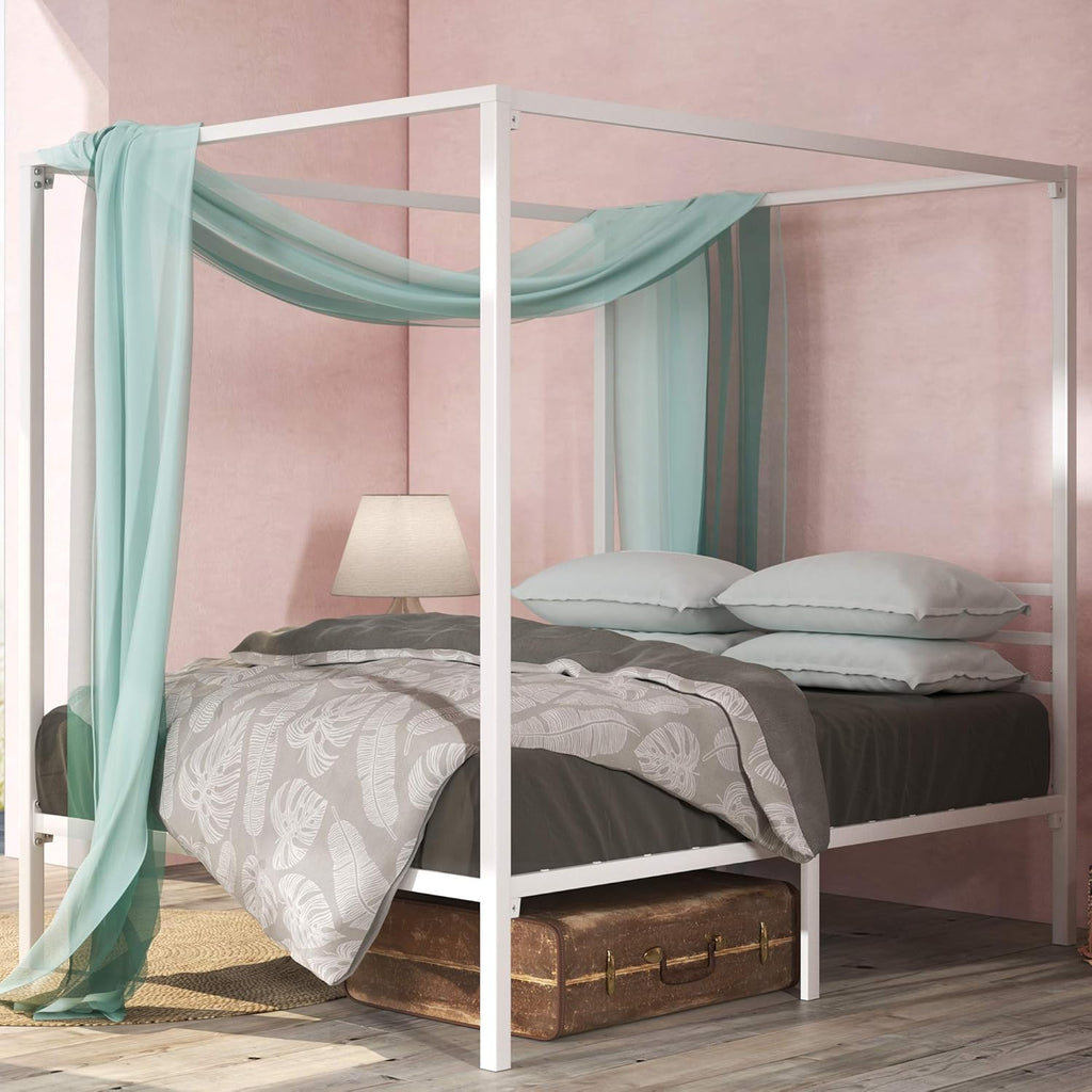 Black Metal Canopy Platform Bed Frame Queen Z5779