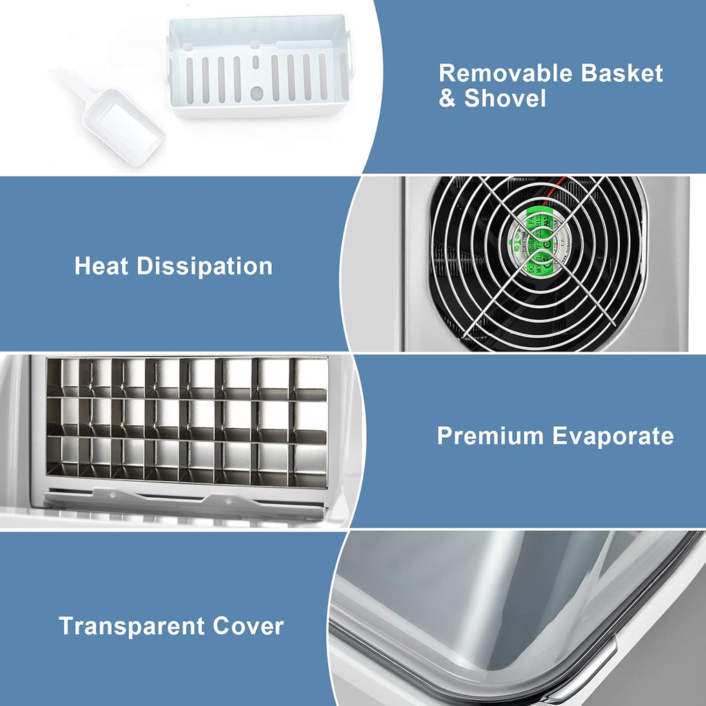 40LBS/24H Portable Compact Ice Machine with Auto Self-Cleaning Function U74944