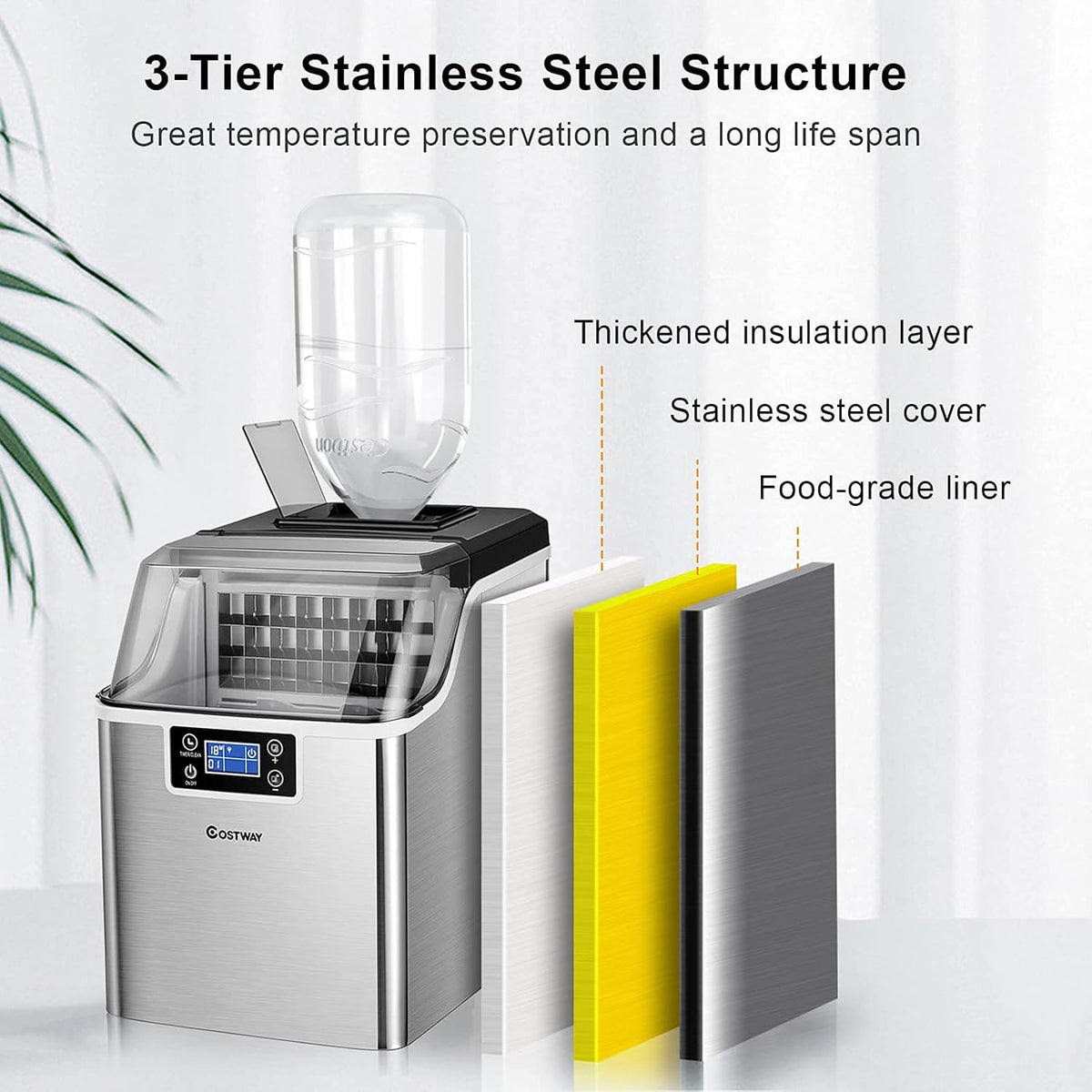 40LBS/24H Portable Compact Ice Machine with Auto Self-Cleaning Function U74944