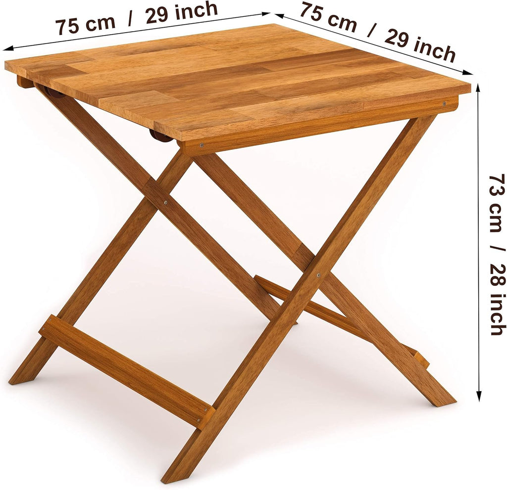 Wood Folding Table 29.5" x 29.5" x 28.7" Golden Teak T37948