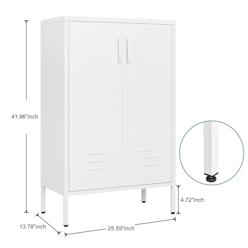 White Metal Storage Cabinet with 2 Doors and 2 Adjustable Shelves Y60187
