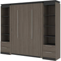 98" Full Murphy Bed and 2 Bookcases with Drawers in Bark Gray C473