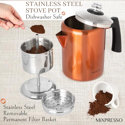 52 oz 12 Cup Stainless Steel Coffee Percolator V914